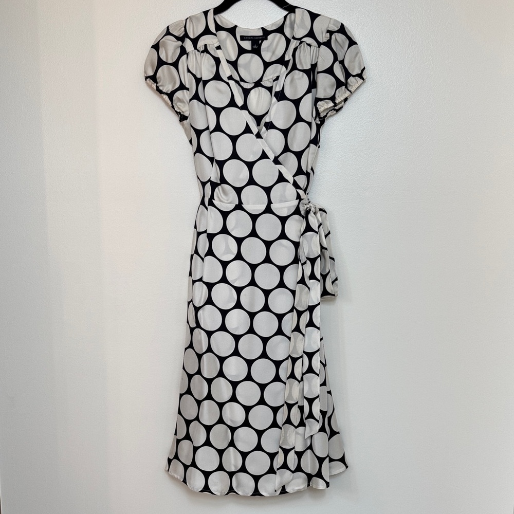 Banana Republic Black and White Circle Print Midi Dress